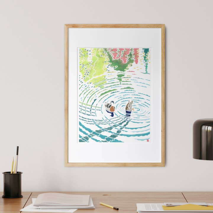 Mayuko Fujino Bird & Nature Art - Wholesale Art Print - Art print: Mallard Couple (11 x 14 inches) 1
