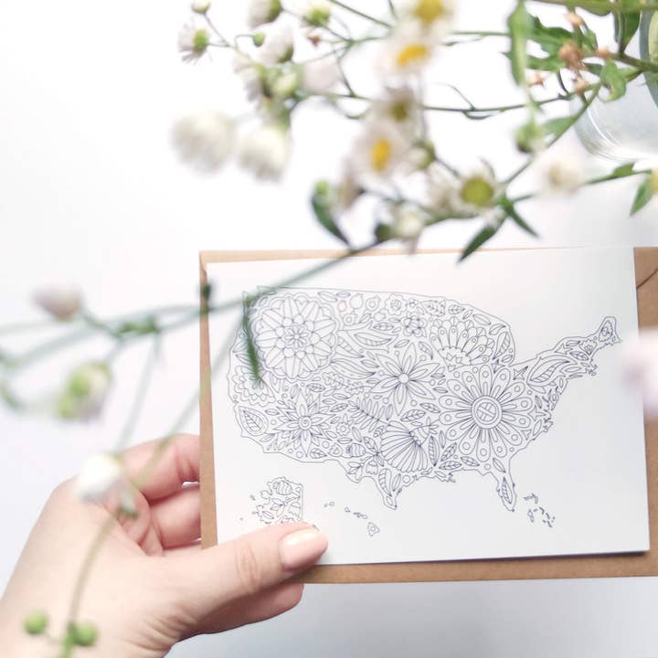 Anna Grunduls Design - Vente Cartes postales - Fleurs USA Coloriage Carte Postale4