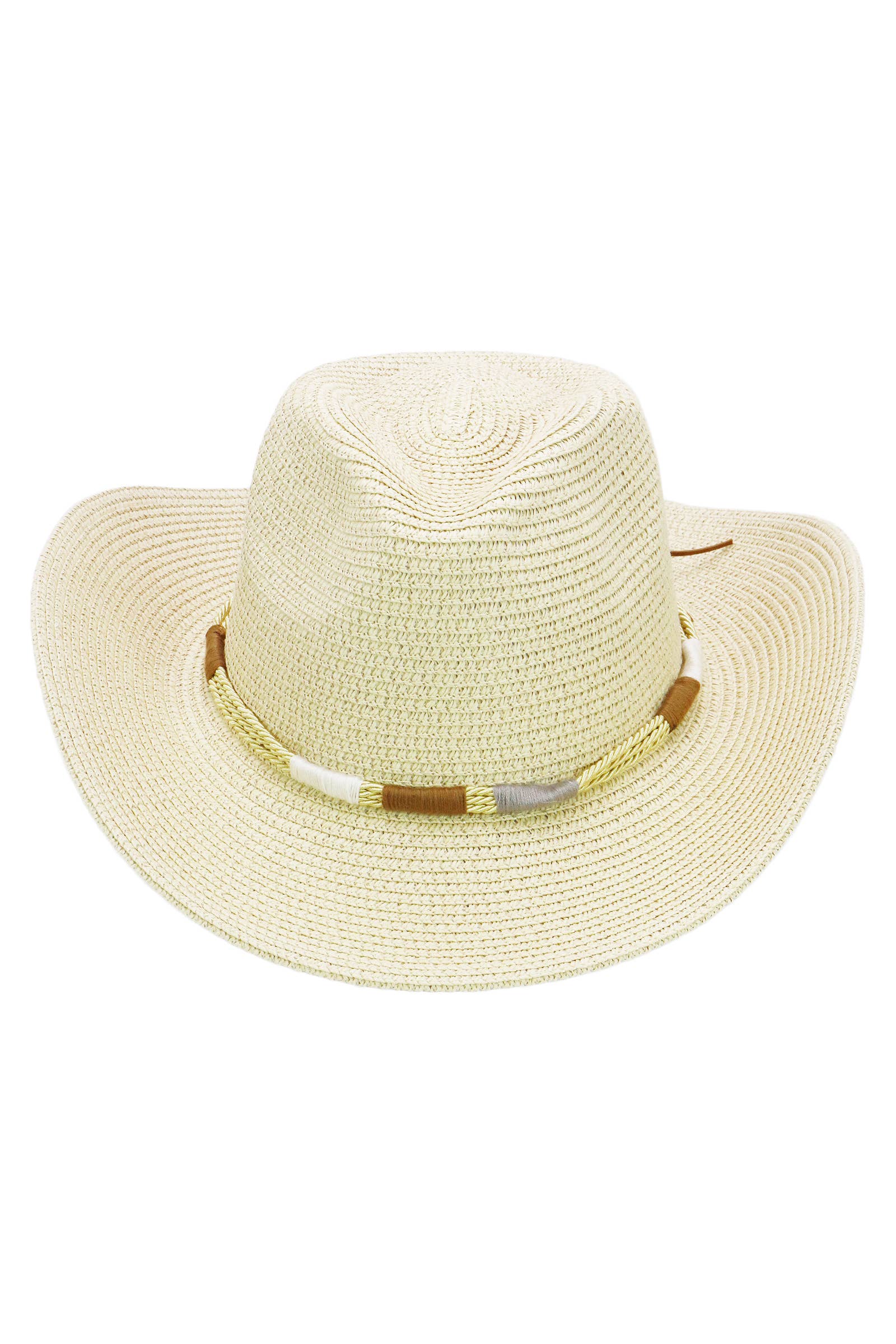 Cap Zone - Wholesale Straw Hat - Women's - Coastal Stitch Braided Belt Paper Straw Cowboy Hat1