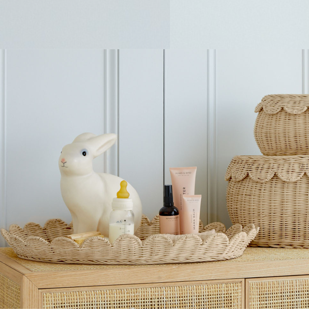 BEBE BASK® - Vendita all'ingrosso Cestino portaoggetti - Bambini e neonati - Set di 3 cestini in rattan Fauna con coperchio naturale7