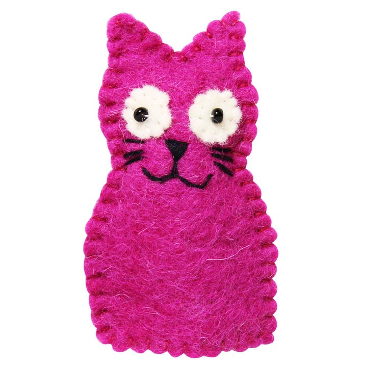Felt finger puppet Pink cat finger doll for wholesale by Tribal Trade GmbH