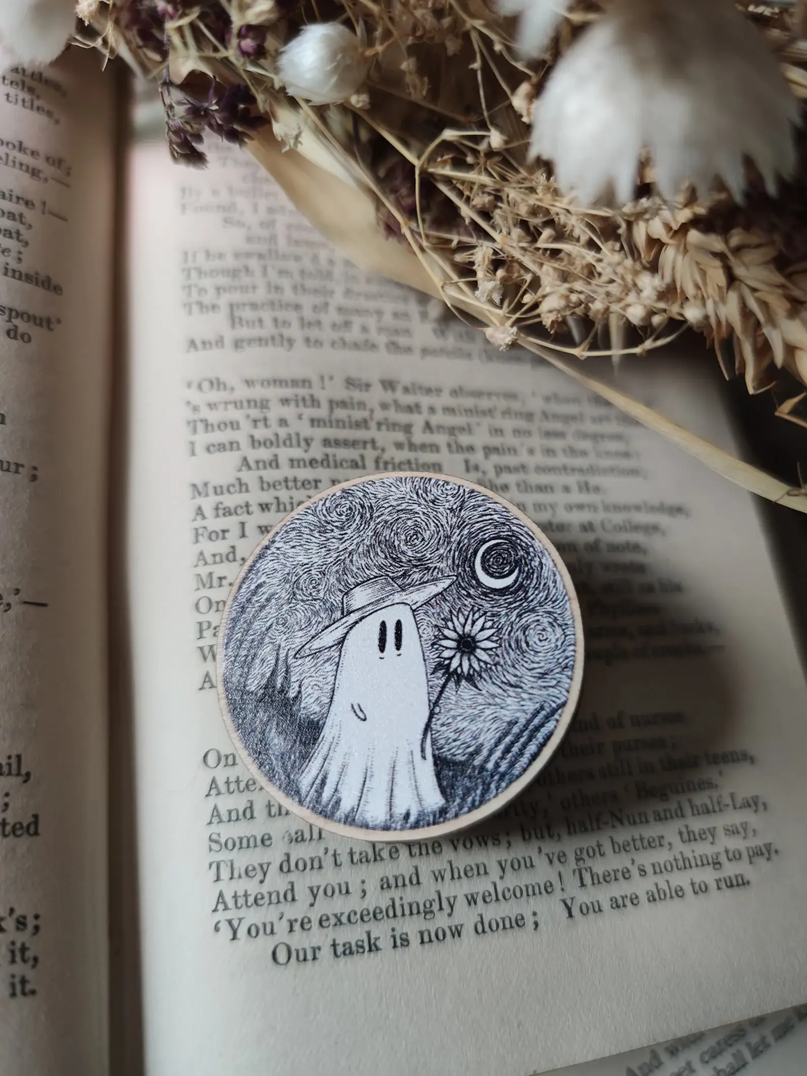 Jon Turner Illustration - Wholesale Reversspeld/knoop - Vincent Van Ghost houten speldje3