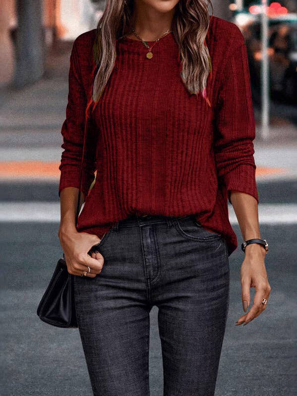 safistyle - Wholesale T-Shirt - Women's - Solid Color Long Sleeve Casual Women’s T-Shirt3