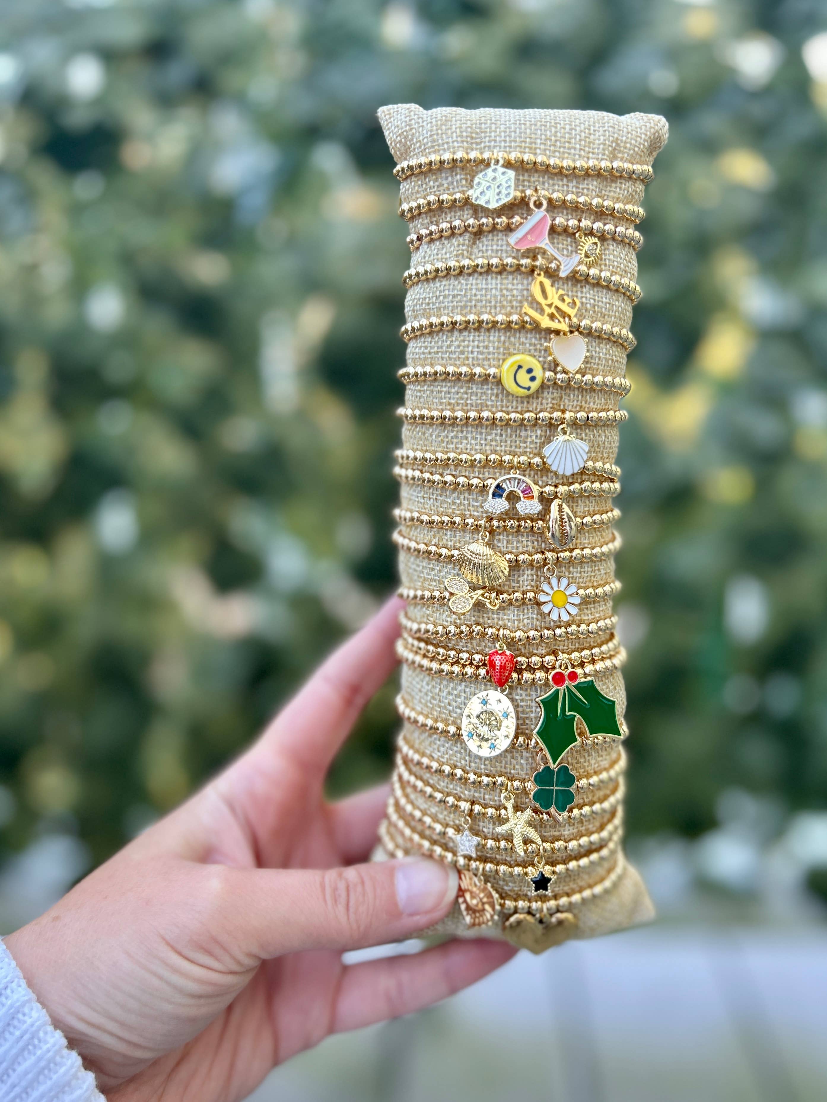 Kaylie Dawn Jewelry - Wholesale Beaded Bracelet - Handmade 18k Gold Plated Stackable Charm Bracelet Black Star2