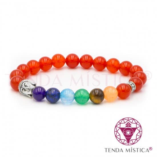 Carnelian Buddha Chakras Bracelet 8Mm for wholesale by Tenda Mística