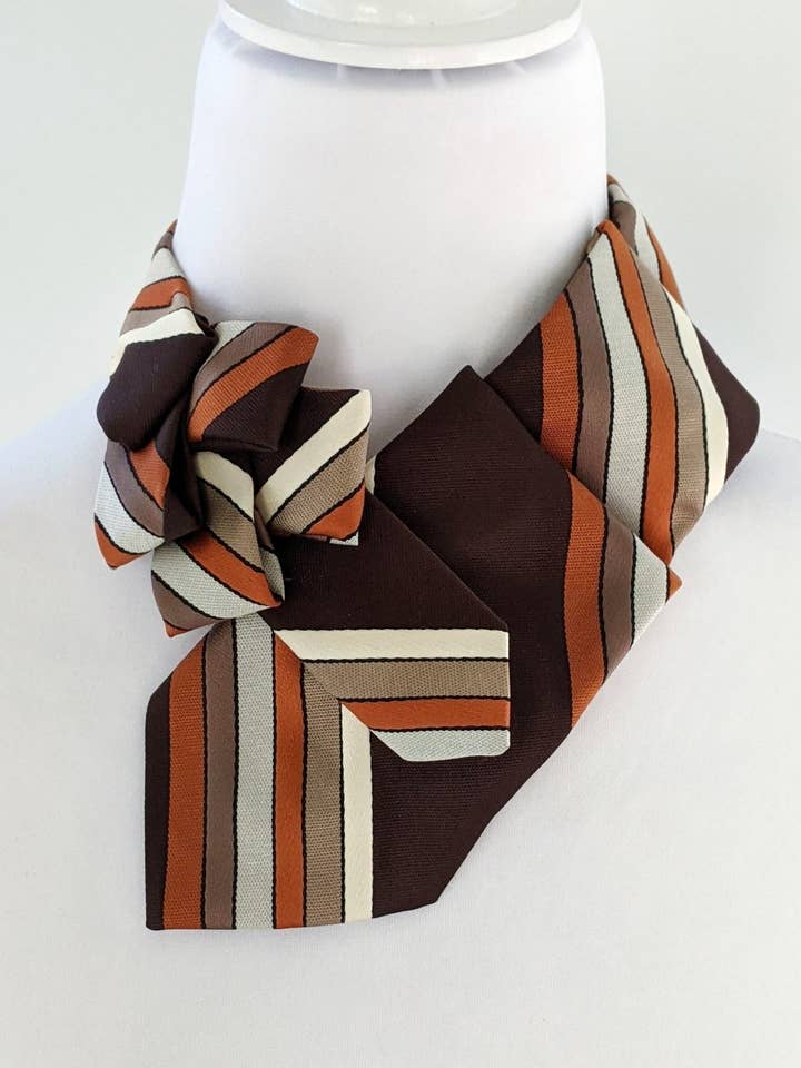 Brown, Tan and Cream Striped Ascot for wholesale by Ogsplosh