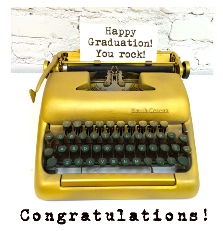 Paperlove Boutique - Wholesale Graduation Card - Happy Graduation! Gold Typewriter You Rock!1