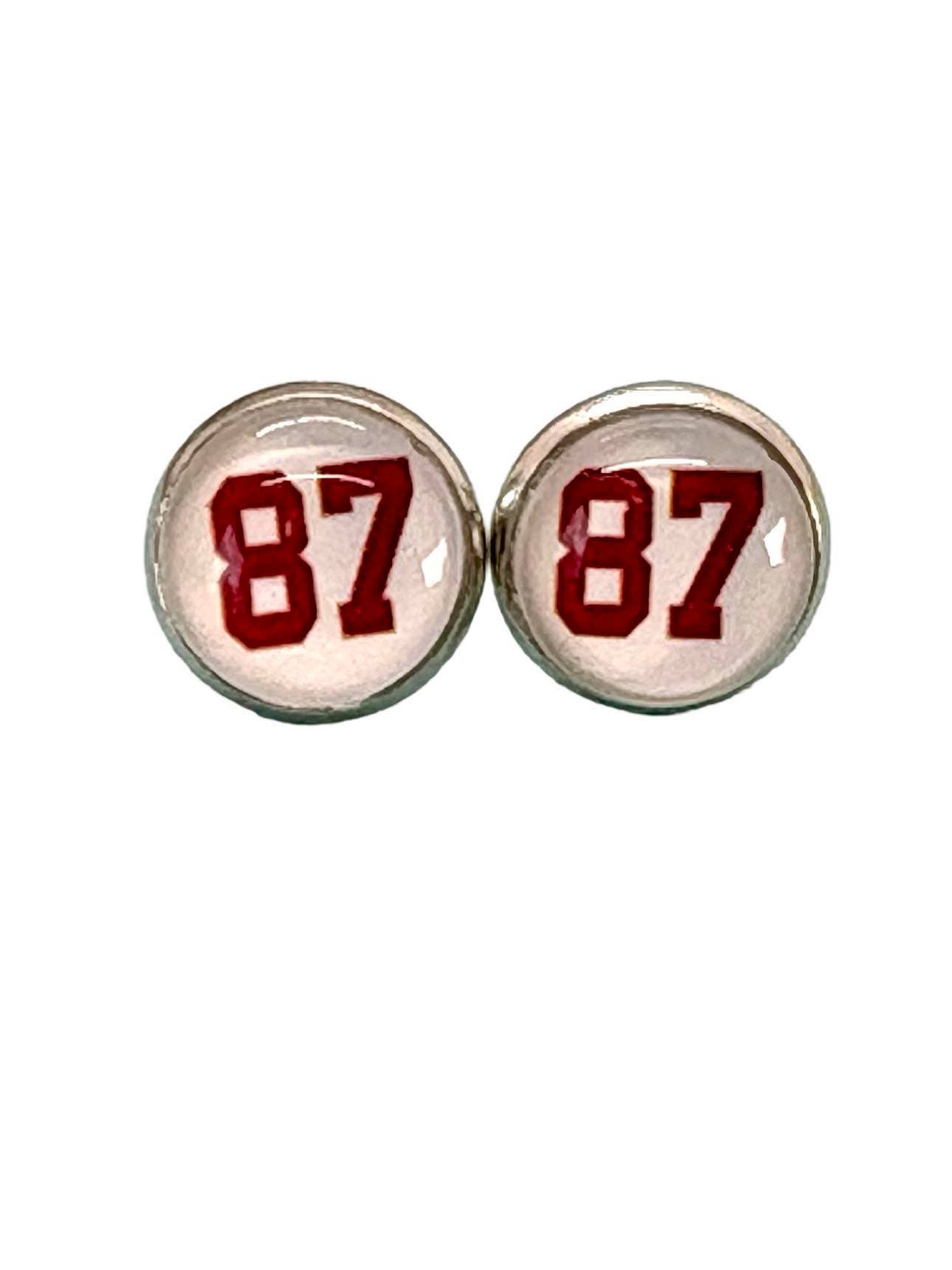 Our Little Charms - Wholesale Stud/Post Earrings - 87 Travis Kelce KC Football Stud Earrings 1