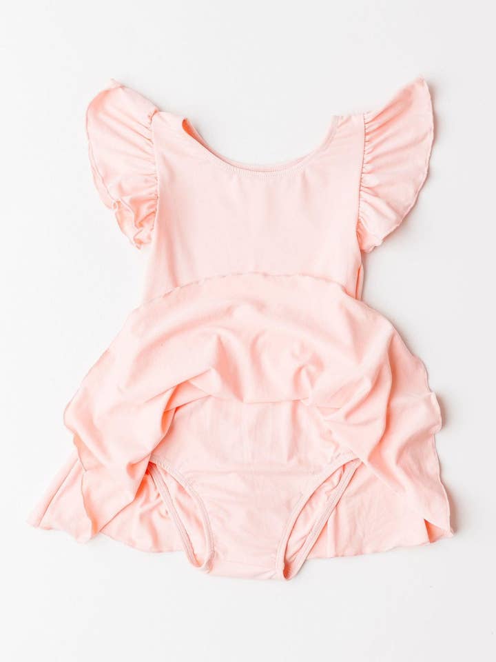 Mila & Rose - Wholesale Leotard - Kids - Peach S/S Twirl Leotard