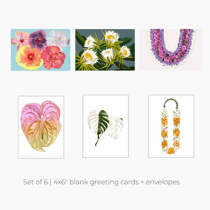 Misha Hawaii Home - Wholesale Stationery/Notecard Set - Hawaiian Flora - Folded Cards Set of 61
