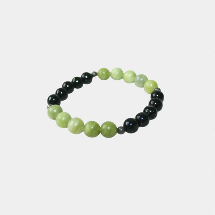 No Worries - Green Jasper, Green Goldstone, Pyrite - Gemstone Bracelet for wholesale by Omen Bazaar LLC