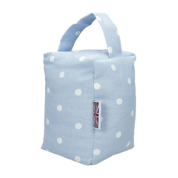 Fermaporta Dotty blu polvere per la vendita all'ingrosso da parte di The Wheat Bag Company