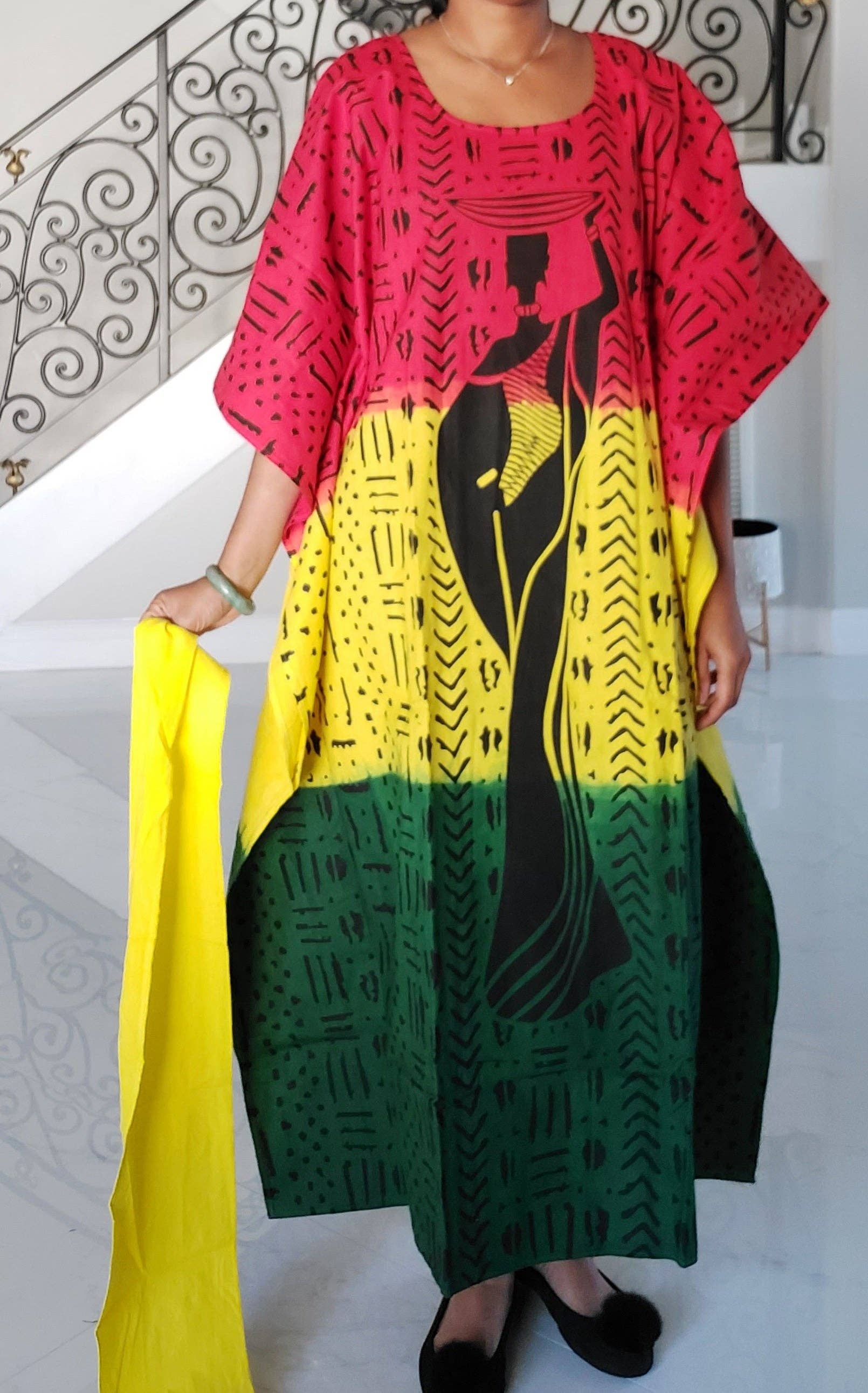 India Batik – wholesale Kaftan – Women's – Women African Tribal Print Kaftan Dress - Rasta4
