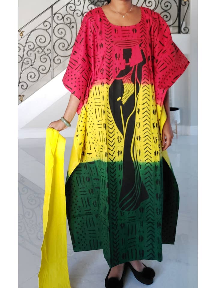 India Batik – wholesale Kaftan – Women's – Women African Tribal Print Kaftan Dress - Rasta4