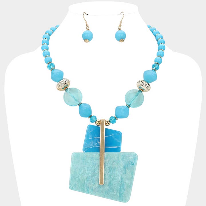 Sensibling Corp. - Wholesale Jewelry Set - Bold Acetate Abstract Statement Necklace
