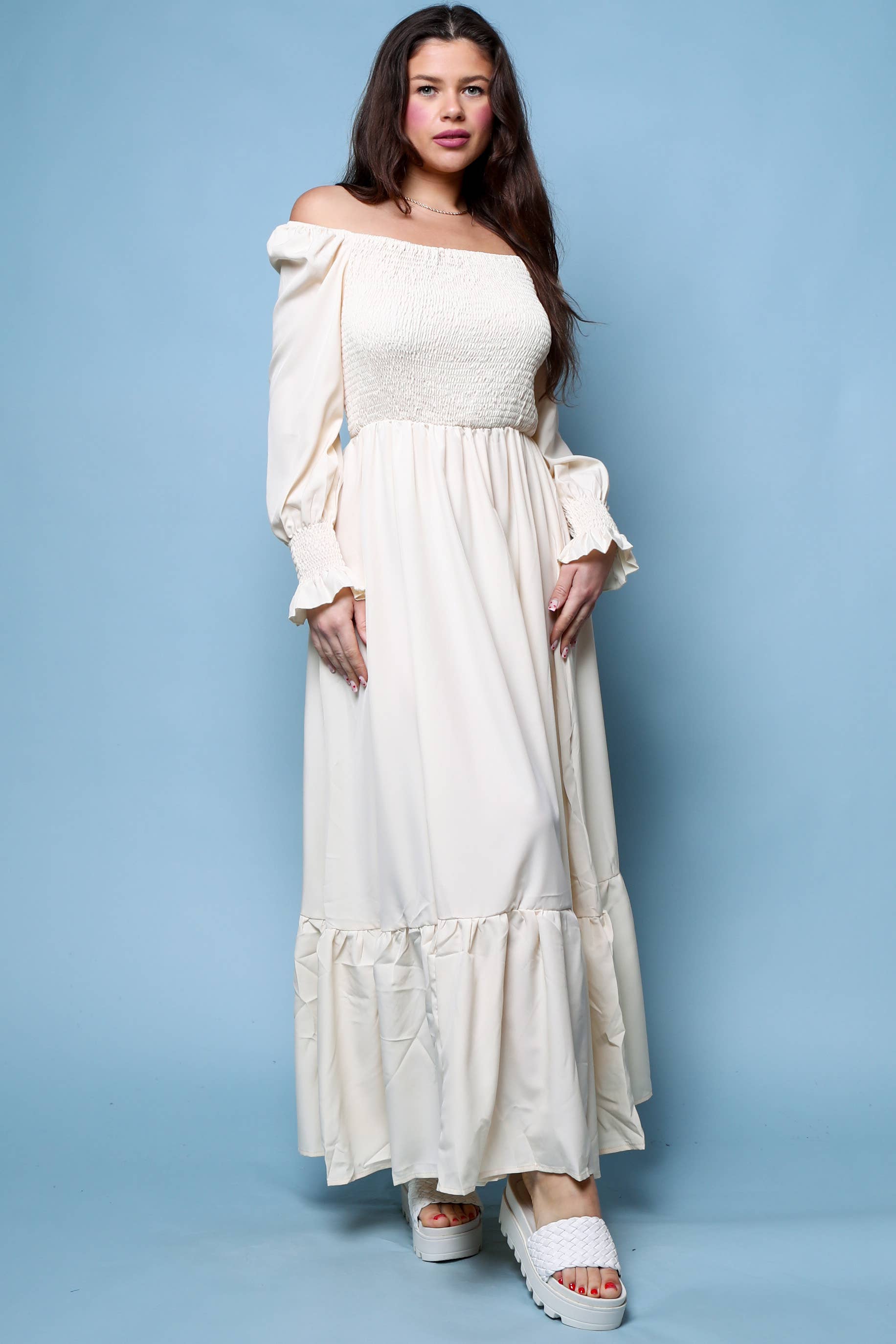 Flarix - Wholesale Dress - Women's - Smocked Square Neck Maxi Dress8