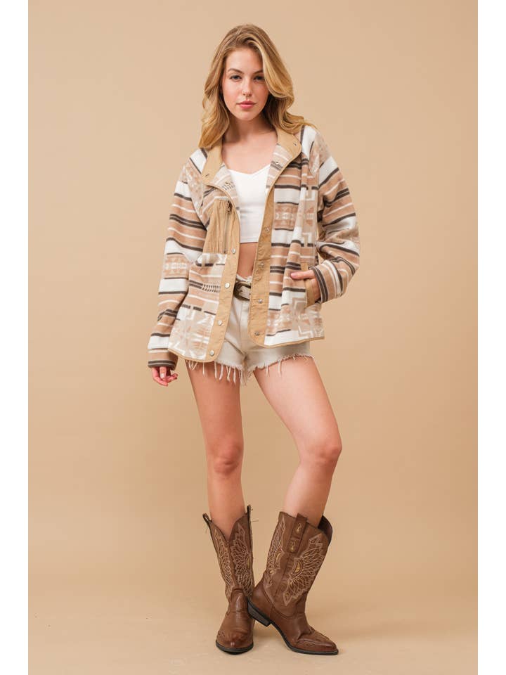 Blue B - Wholesale Shirt Jacket/Shacket - Women's - 34349J - Cozy Aztec Fleece Print Outdoor Jacket11