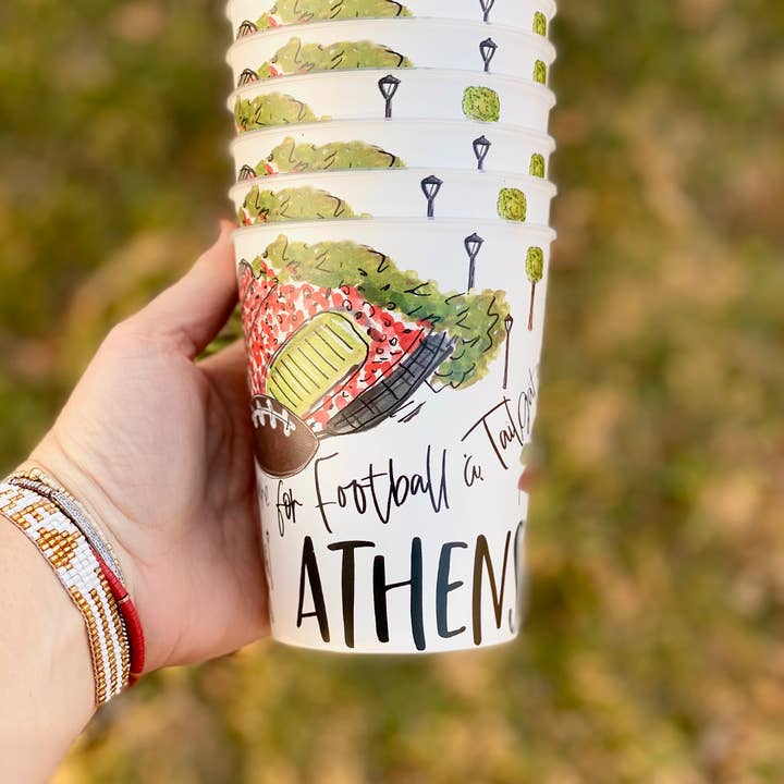 Happy By Rachel, LLC - Wholesale Drinking Glass/Cup - Athens Reusable Cups, tailgating, gameday gifts