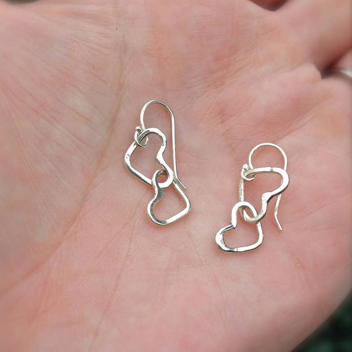 Kitty Stoykovich Designs - Wholesale Dangle Earrings - Hearts Linked Together Earrings In Silver2