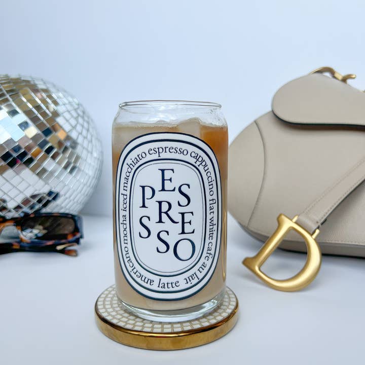 Tash Fox Designz - Wholesale Drinking Glass/Cup - Diptyque Inspired Iced Coffee Glass - Beer Can Glass2