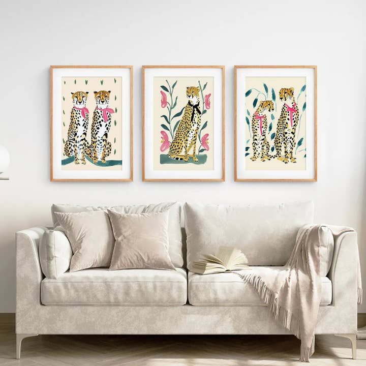 Art Lane - Wholesale Art Print - Funny Leopard Poster. Modern Wall Art Print. Beige & Pink