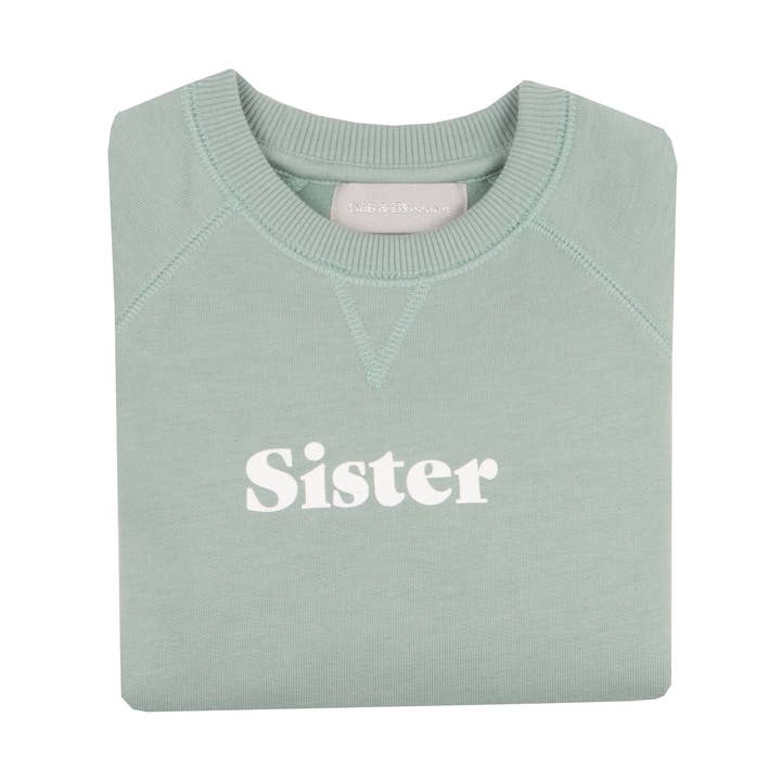 Sage 'SISTER' Sweatshirt for wholesale by Bob & Blossom Ltd