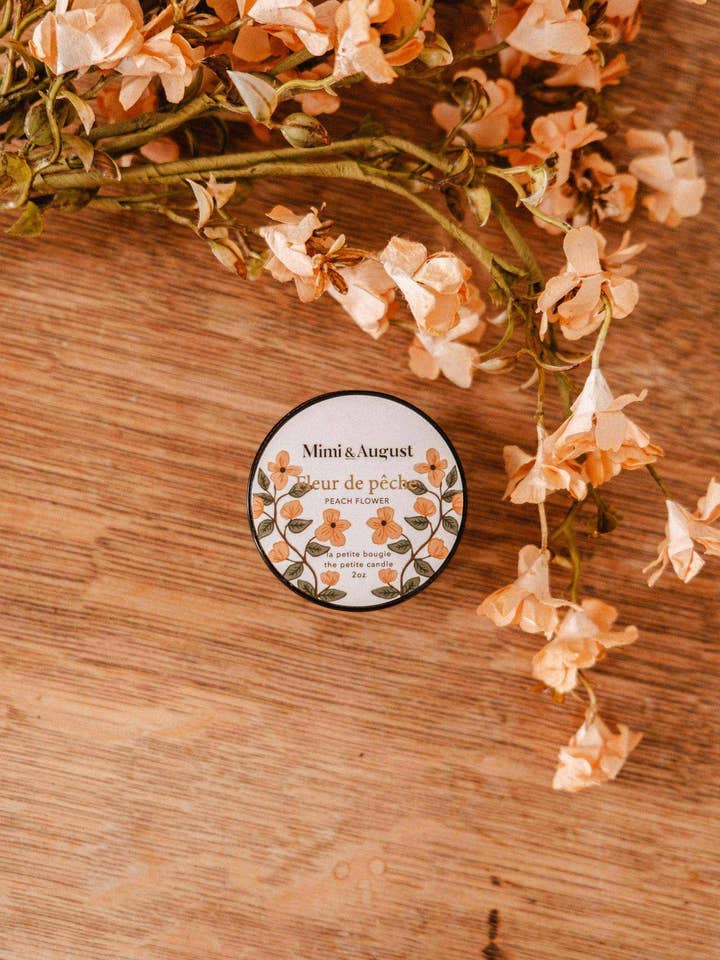 Fleur de Pêche – Bougie en cire de soja de 2 oz pour la vente par Mimi & August