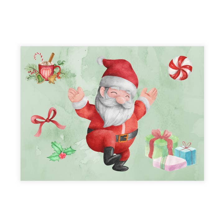Festive Santa Watercolor Postcard for wholesale by Postcard Circus