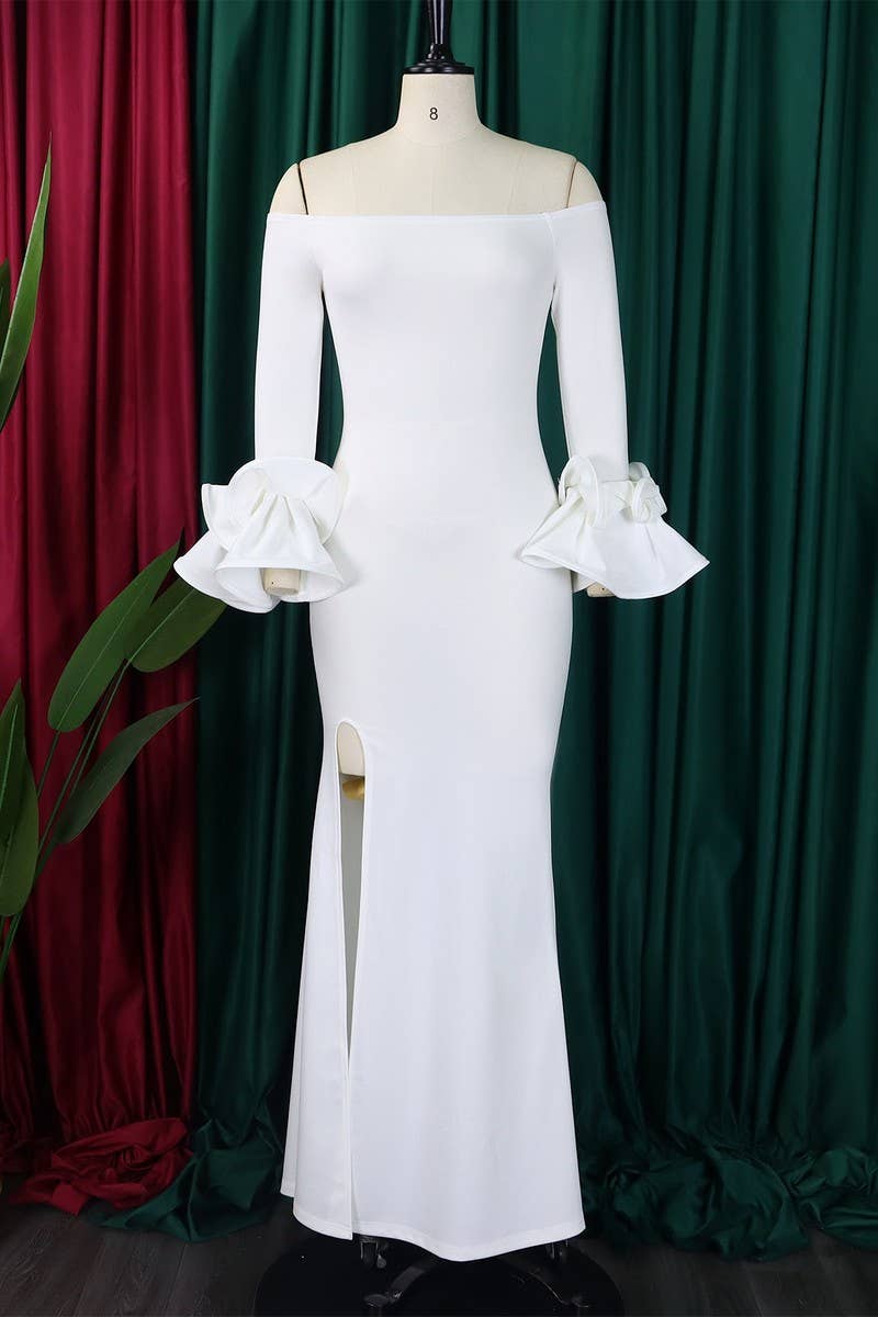 NINEXIS - Wholesale Gown - Women's - CWDMD1729_ONE SHOULDER SLIT RUFFLE SLEEVE EVENING MAXI DRESS18