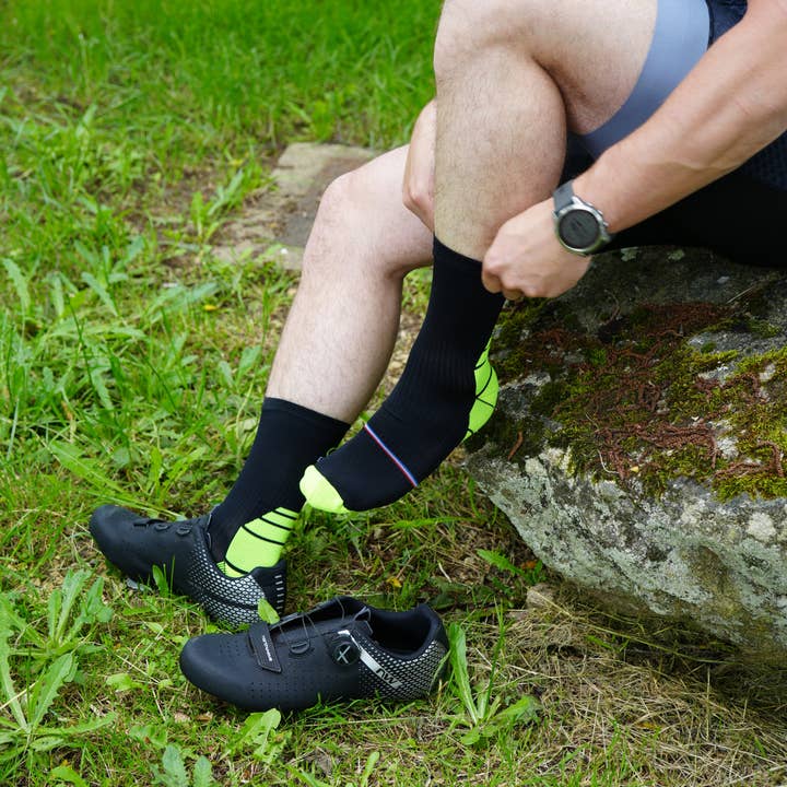 BLACK YELLOW Black-yellow cycling socks for wholesale on Faire4