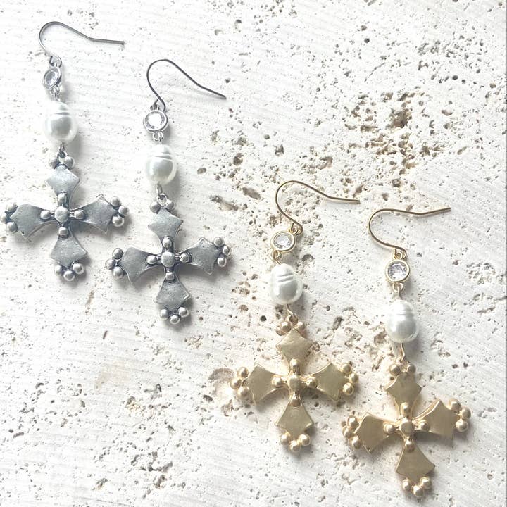 Cross earrings statement earrings French style for wholesale by VB&CO Designs Handmade Jewelry