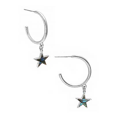 StarryNYC - Wholesale Hoop Earrings - C Round Hoop with Star Charm Dangle Earrings2
