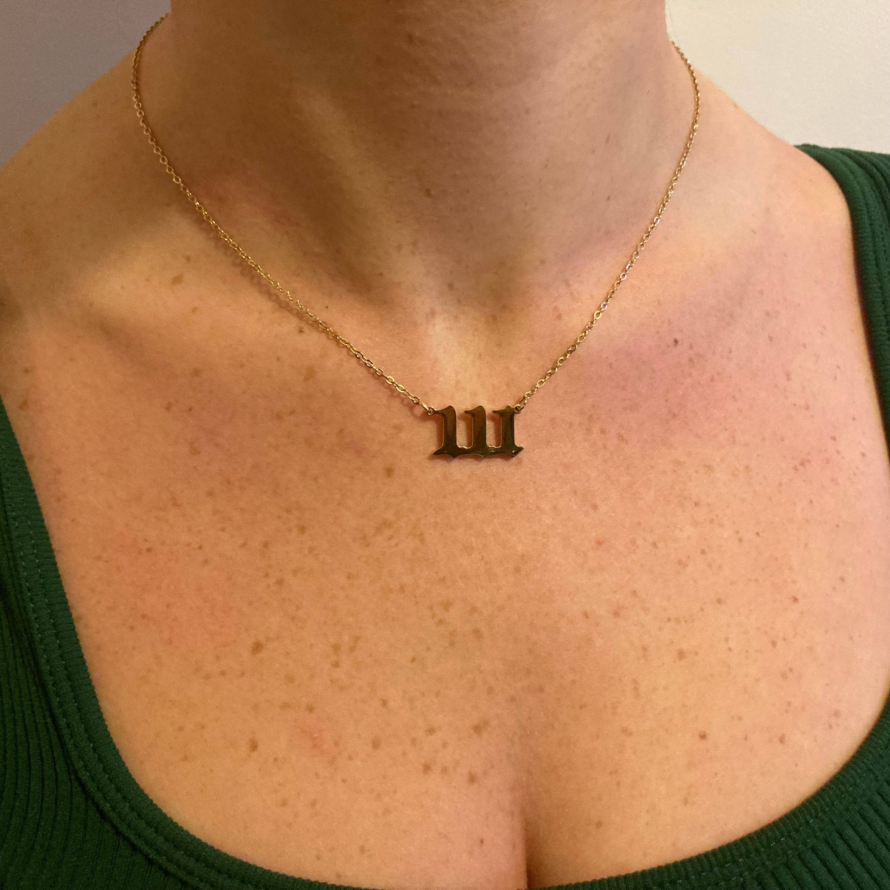 Gifts From The Crypt - Wholesale Pendant/Charm Necklace - Angel Numbers Necklace Numerology Old English Gothic Font6