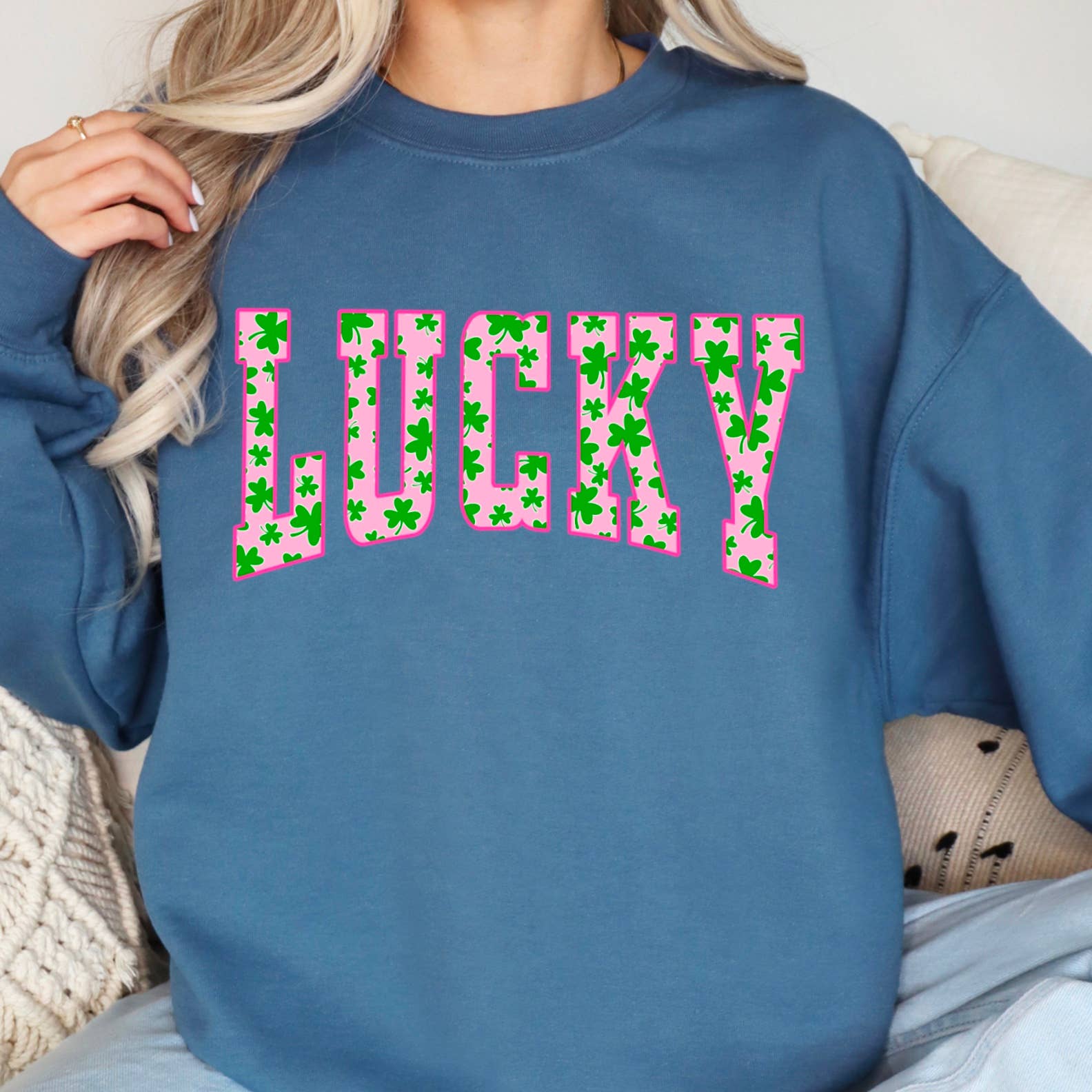 Shoppe SHC - Vente Sweat-shirt à imprimés – femme - Sweat-shirt graphique à col rond Lucky St. Patrick's Day5