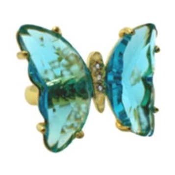 Verstellbarer Schmetterlingsring aus Glas: Aquamarin für den Großhandel von Athena Designs