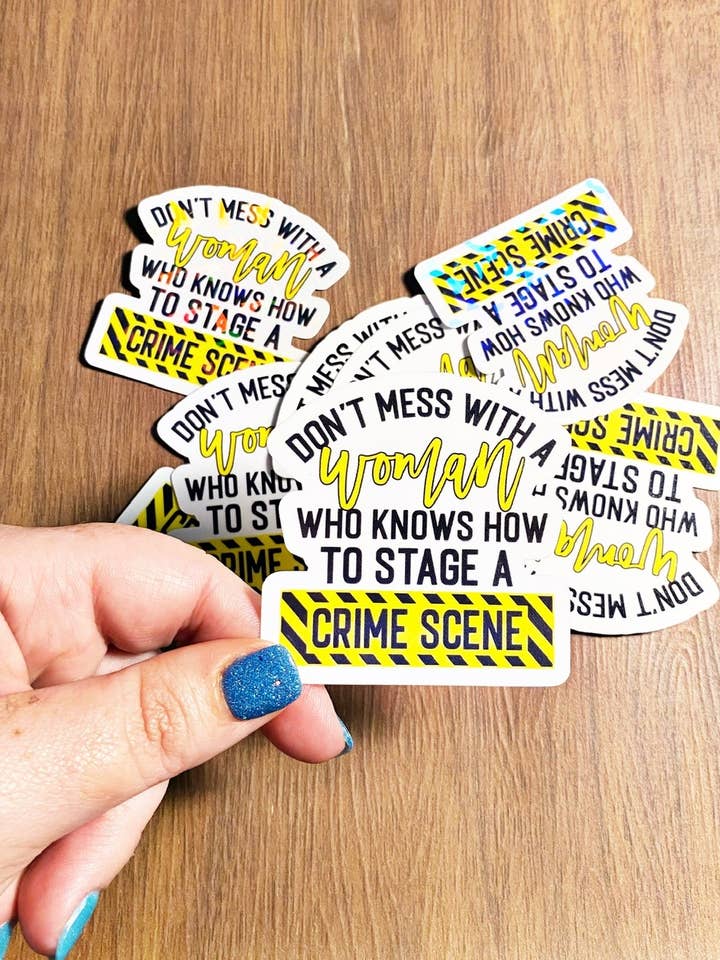 Autocollant imperméable Stage A Crime Scene pour la vente par The Julia Rose Company