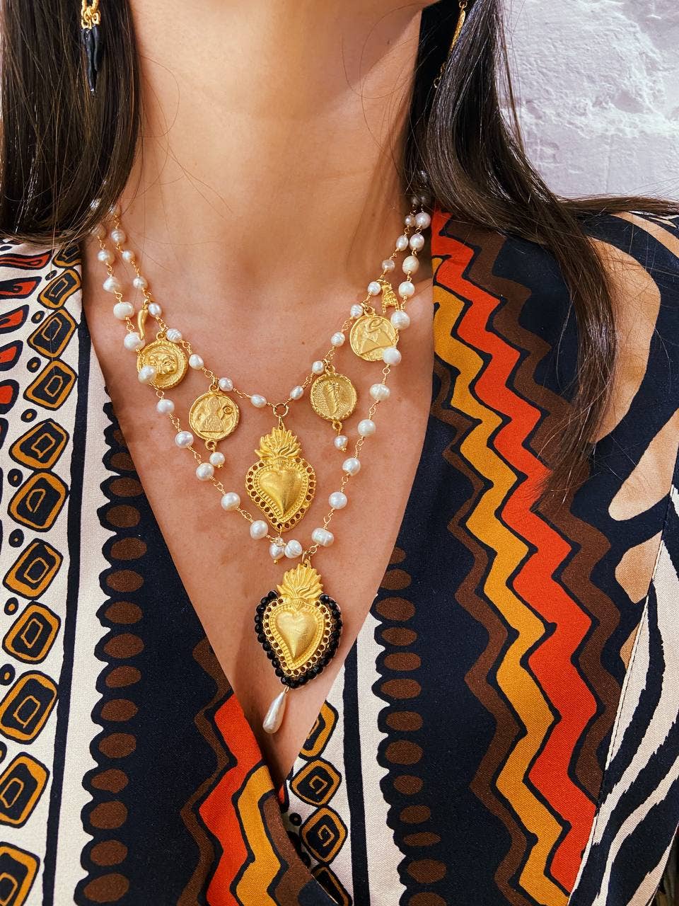 DITTA Alessandra Avallone - Wholesale Halskettinghanger - Sacred gouden ketting met parel en messing2