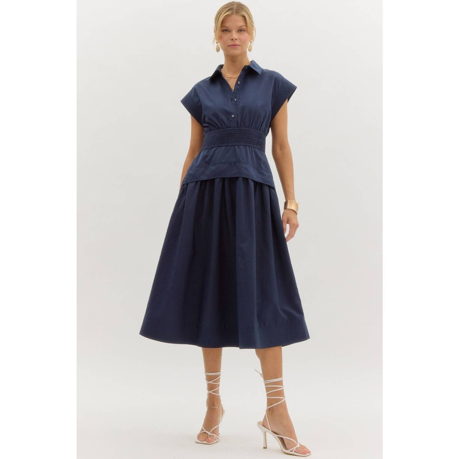 STYLE USA - Wholesale Dress - Women's - Solid cap sleeve midi dress5