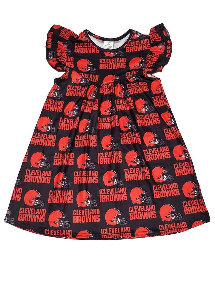 Cleveland Browns Milk Silk Flutter Dress for wholesale by Great Lakes Kids Apparel