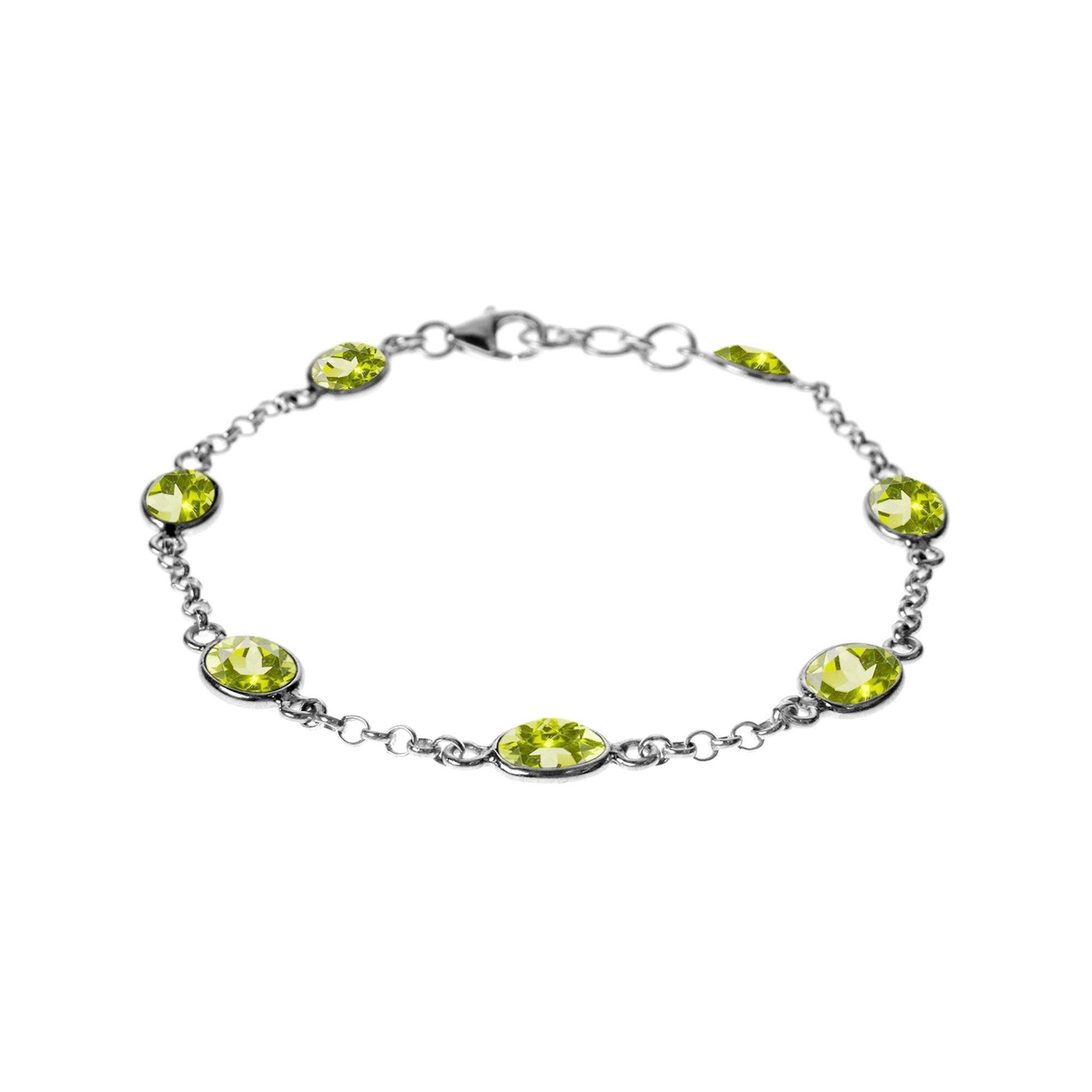 Kali Ma Designs - Sterling Silver Jewellery – wholesale Link & chain bracelet – Bridget chain linked peridot faceted bracelet