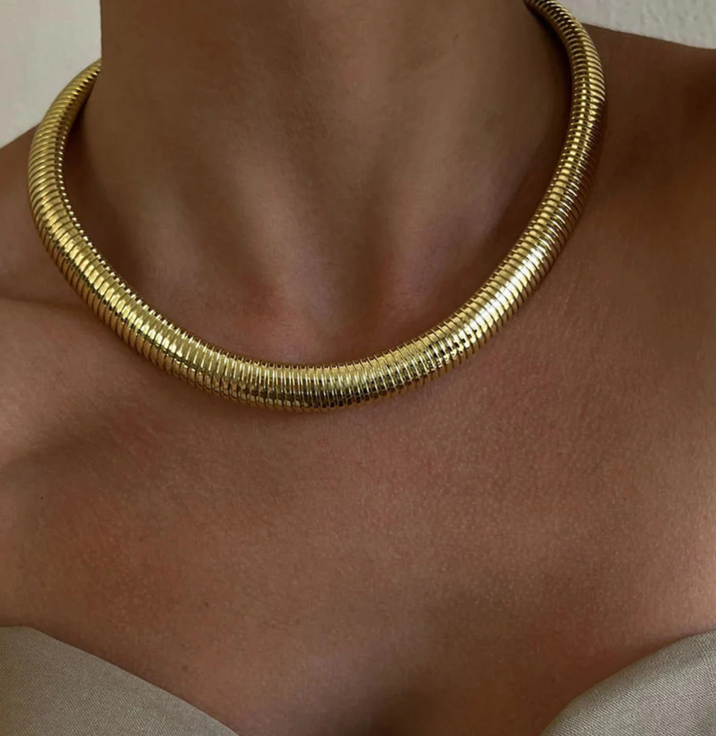 HoopLa - Wholesale Choker/Collar - Tobogas, Cobra Omega Collar Necklace- Steel3