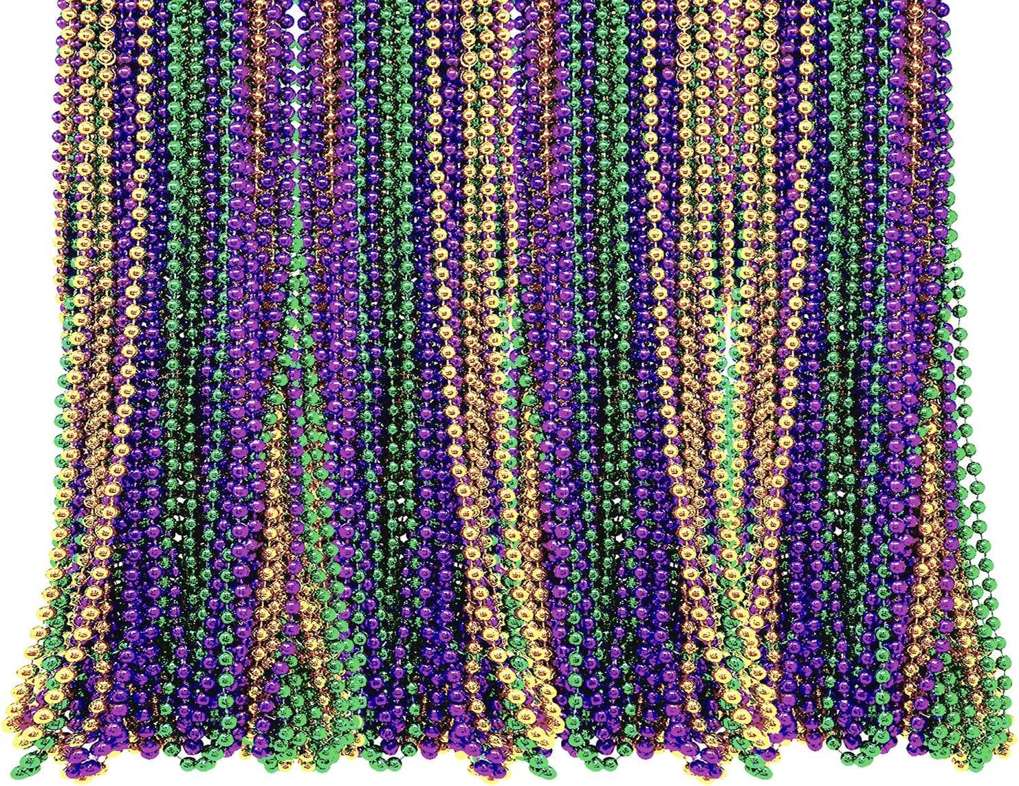 4E's Novelty - Wholesale Beads - 4E's Novelty Bulk 72 Mardi Gras Bead Necklaces – 33" Long, 7mm Thick Party Favors0