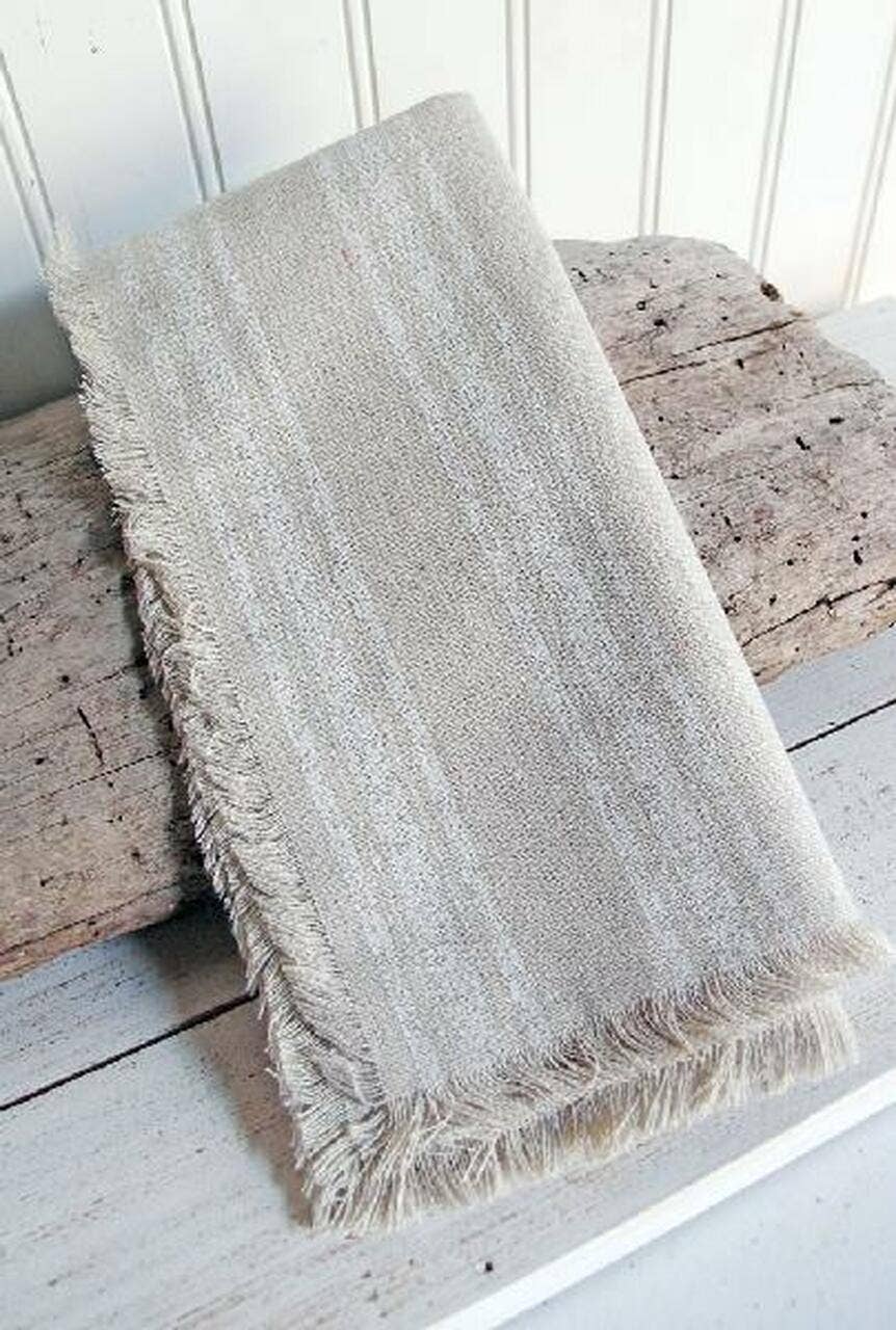 Packaging Decor - Wholesale Placemat - Linen Square Placemats with Fringed Edges Bold Gray Stripes3