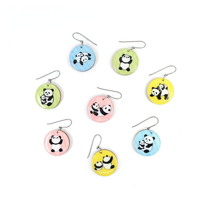 Panda Chiyogami dangles with hypoallergenic titanium hook for wholesale by autumn + tree