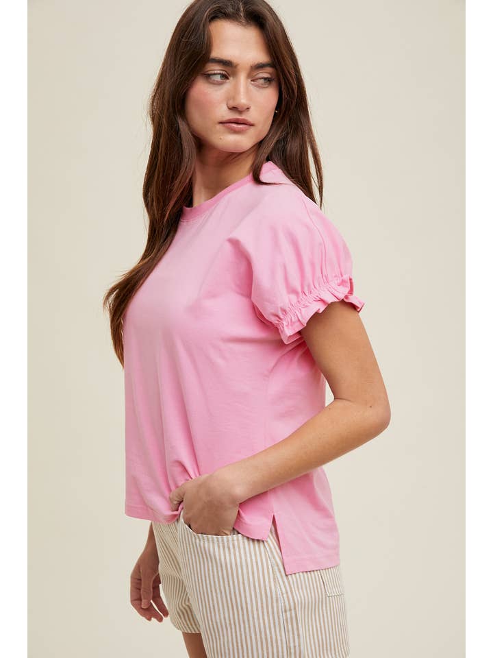 PUNCH HI-LOW FRILL DETAIL KNIT TOP / WL24-9502 for wholesale on Faire