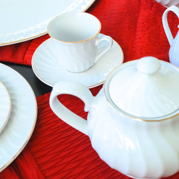 Lynns – Großhandel Teekannen – Elegante 37oz Porzellan-Teekanne mit Vintage-Wirbelmuster