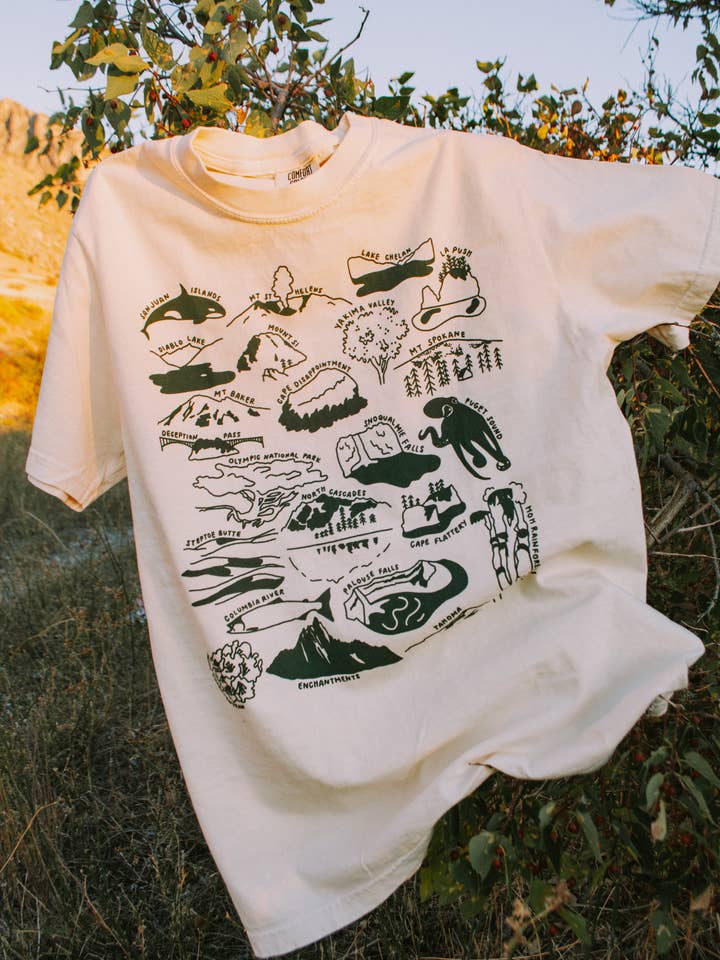 Traildust Goods - Wholesale Screen Printed T-Shirt - Women's - Washington National Parks Souvenir T-Shirt Unisex2