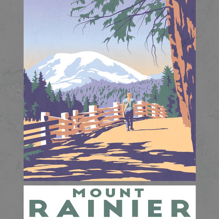 Mt Rainier National Park | Washington retro vinyl sticker for wholesale by Lionheart Graphics