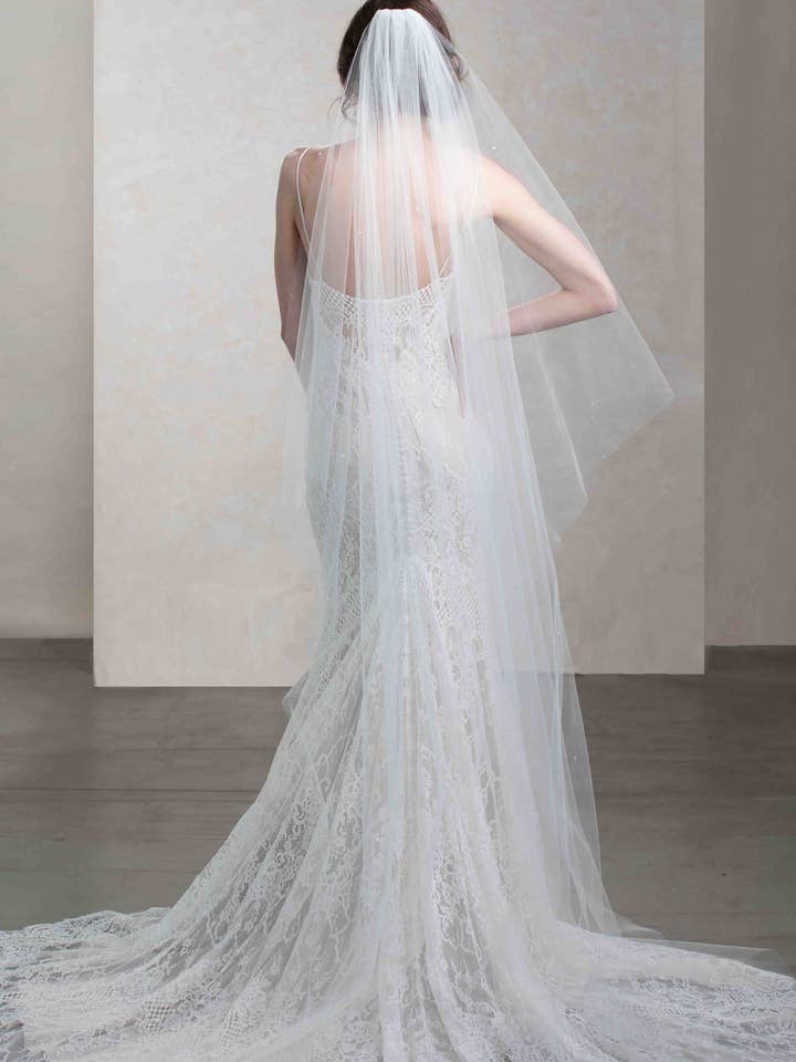 Illuminate Angel Scatter Crystal and Pearl Cathedral Veil for wholesale by Ariel Taub