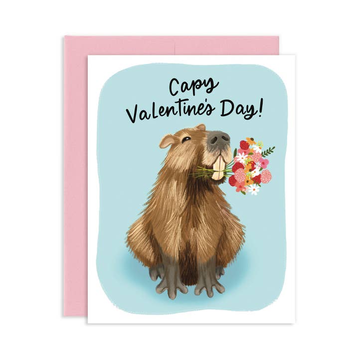 Grey Street Paper - Wholesale Valentine's Day Card - Capy Valentine's Day Capybara Greeting Card